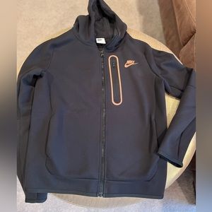 NIKE Tech Hoodie Boys L 12/14 Black with Rose Gold Trim